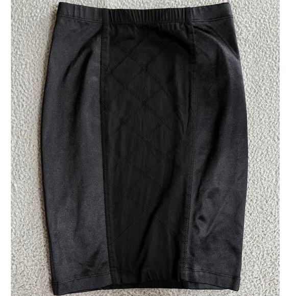 Betsy Johnson Pencil Mini Skirt Small Pull On Jersey Panel Black Cocktail Party - Picture 1 of 12